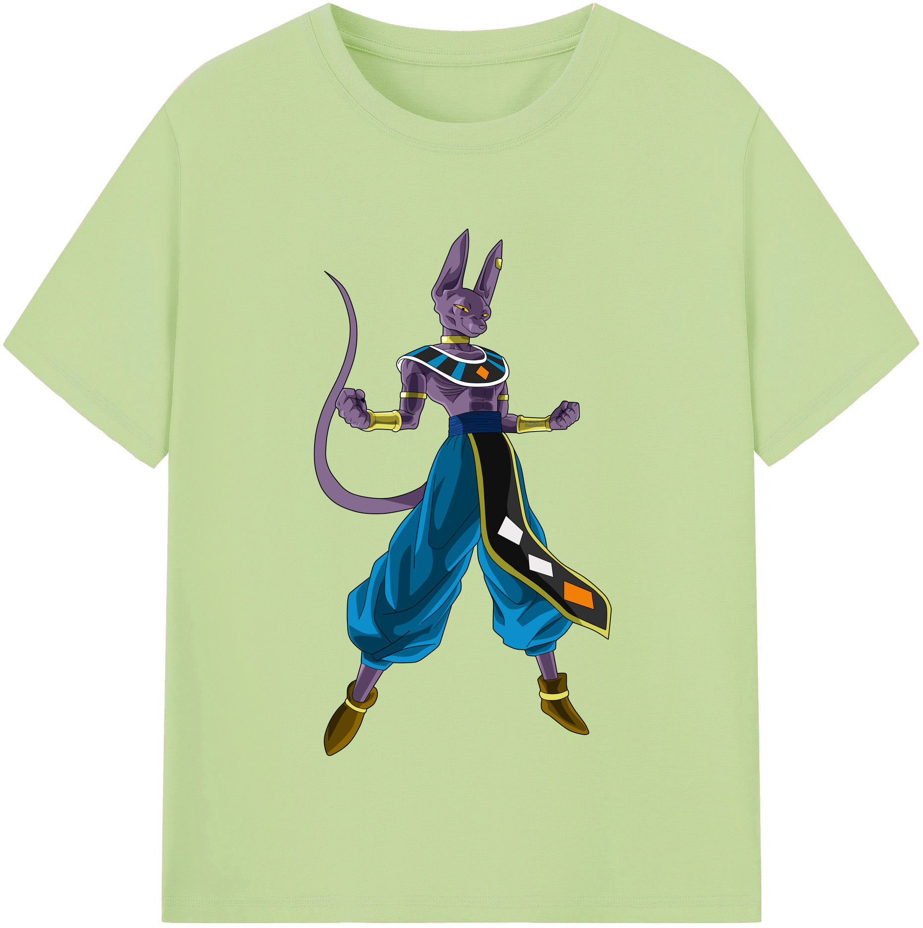 （画像用） ドラゴンボール ビルス 破壊神ビルス DRAGON BALL Beerus Birusu 綿100％半袖Tシャツ（フロントプリント）
